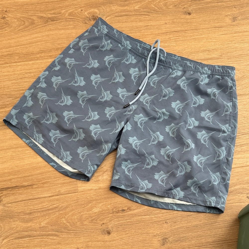 Gray Patterned Men's Swim Shorts